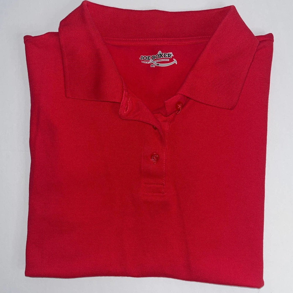 Joe Boxer Solid Red Polo, Medium, Button Collar, Short Sleeve